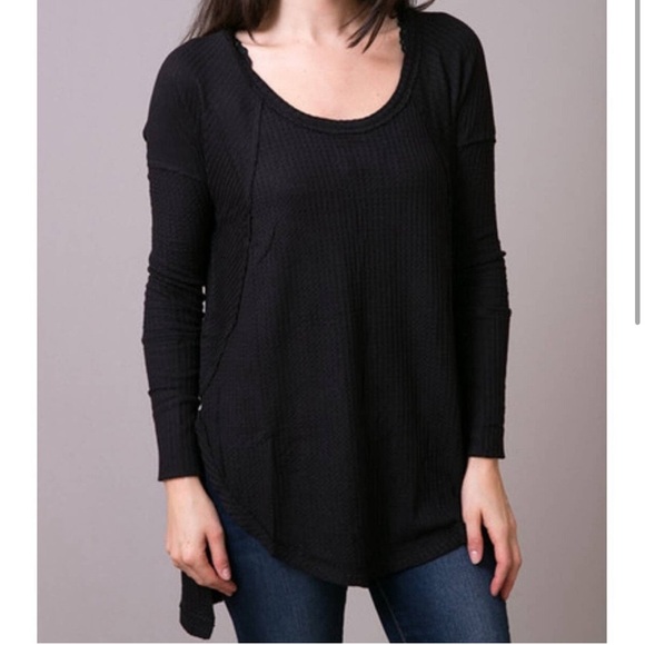 Free People Relaxed Ventura High Low Knitted
Thermal Top Stretch Black Size XS - Picture 2 of 4